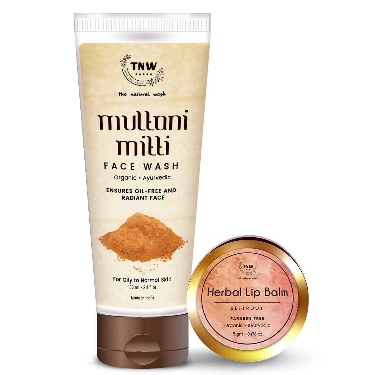 Buy TNW - The Natural Wash Beetroot Lip Balm & Multani Mitti Face Wash Combo for Acne-free Glowing Skin and Moisturized Lips (Paraben/Sulphate-free) - Purplle