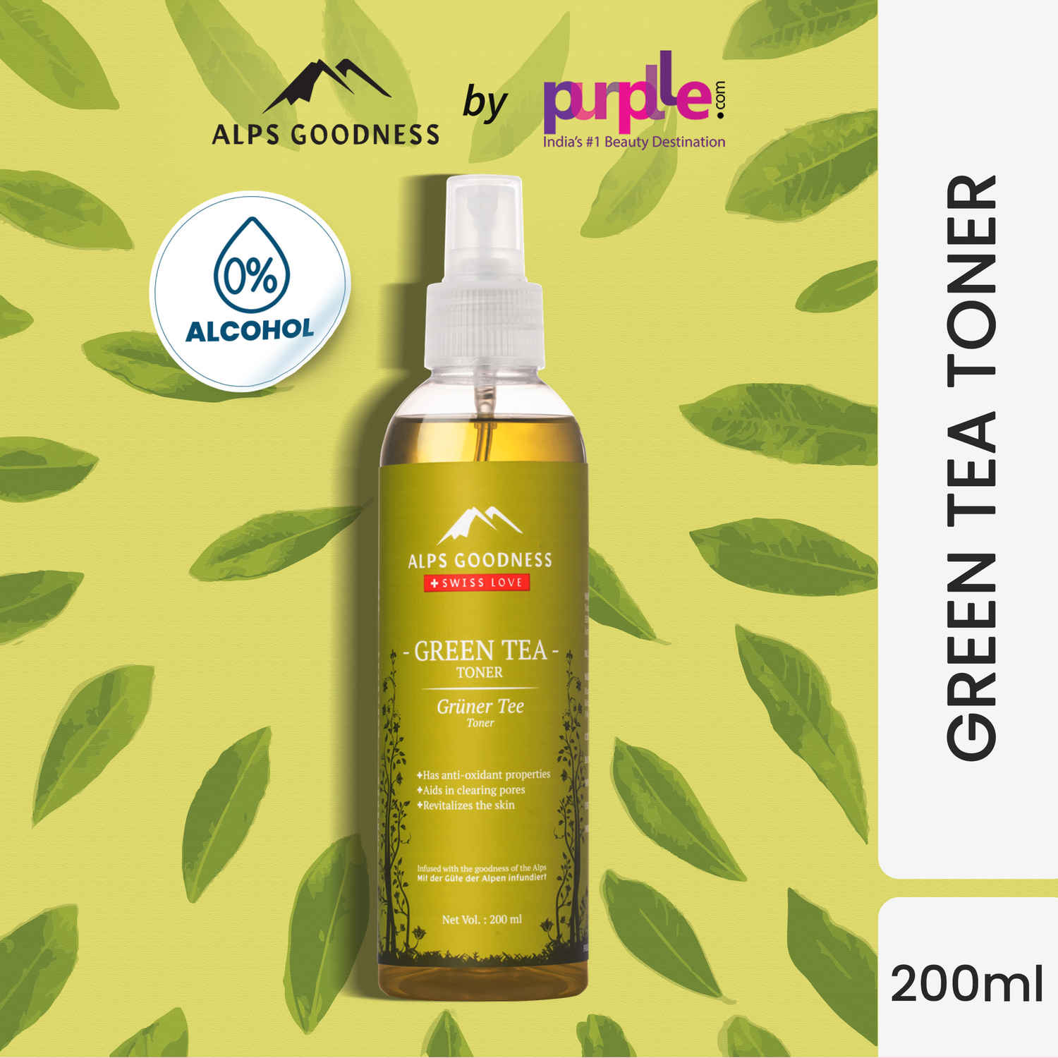 Buy Alps Goodness Toner - Green Tea (200 ml)| Toner for Acne Prone Skin| Toner for Oily Skin - Purplle