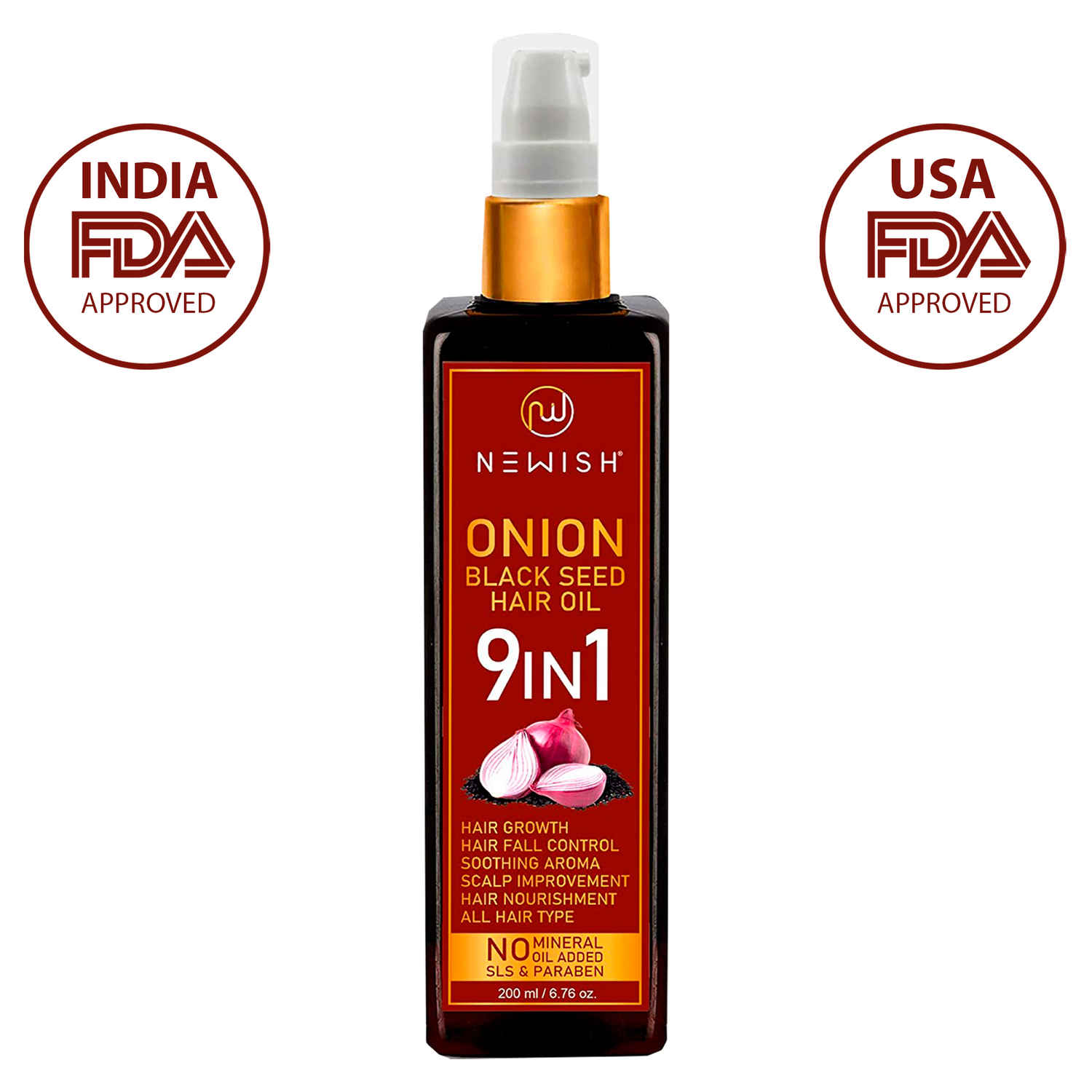 Buy Newish Onion Black Seed Hair Oil for Hair Growth for Men and Women Dandruff & Hairfall Control (200 ml) - Purplle