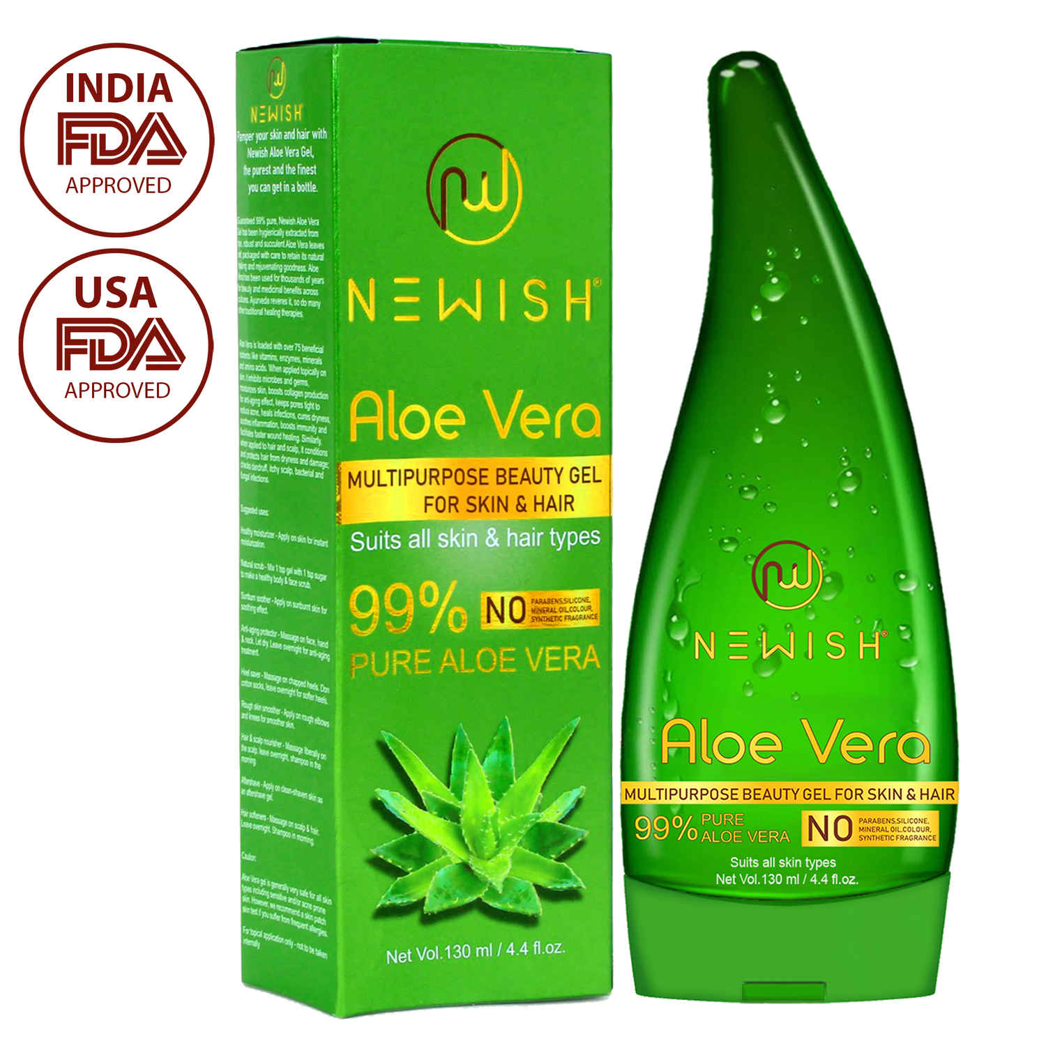 Buy Newish Pure Aloe Vera Gel for Face Glow, Hair Growth & Skin Moisturizer for Women & Men - Purplle