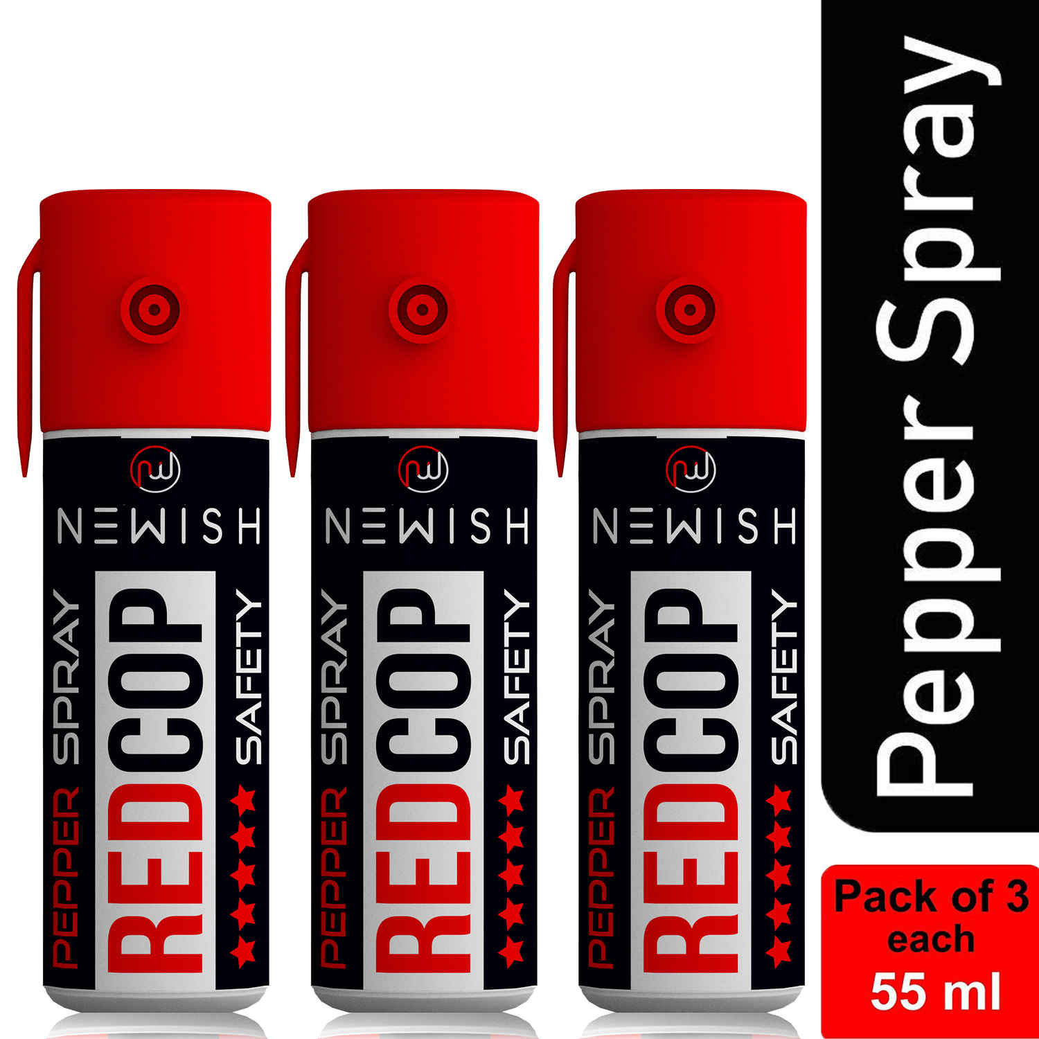 Buy Newish Red Cop Powerful Pepper Spray Self Defence for Women Pack of 3 (Each : 55 ml / 35 g) - Purplle