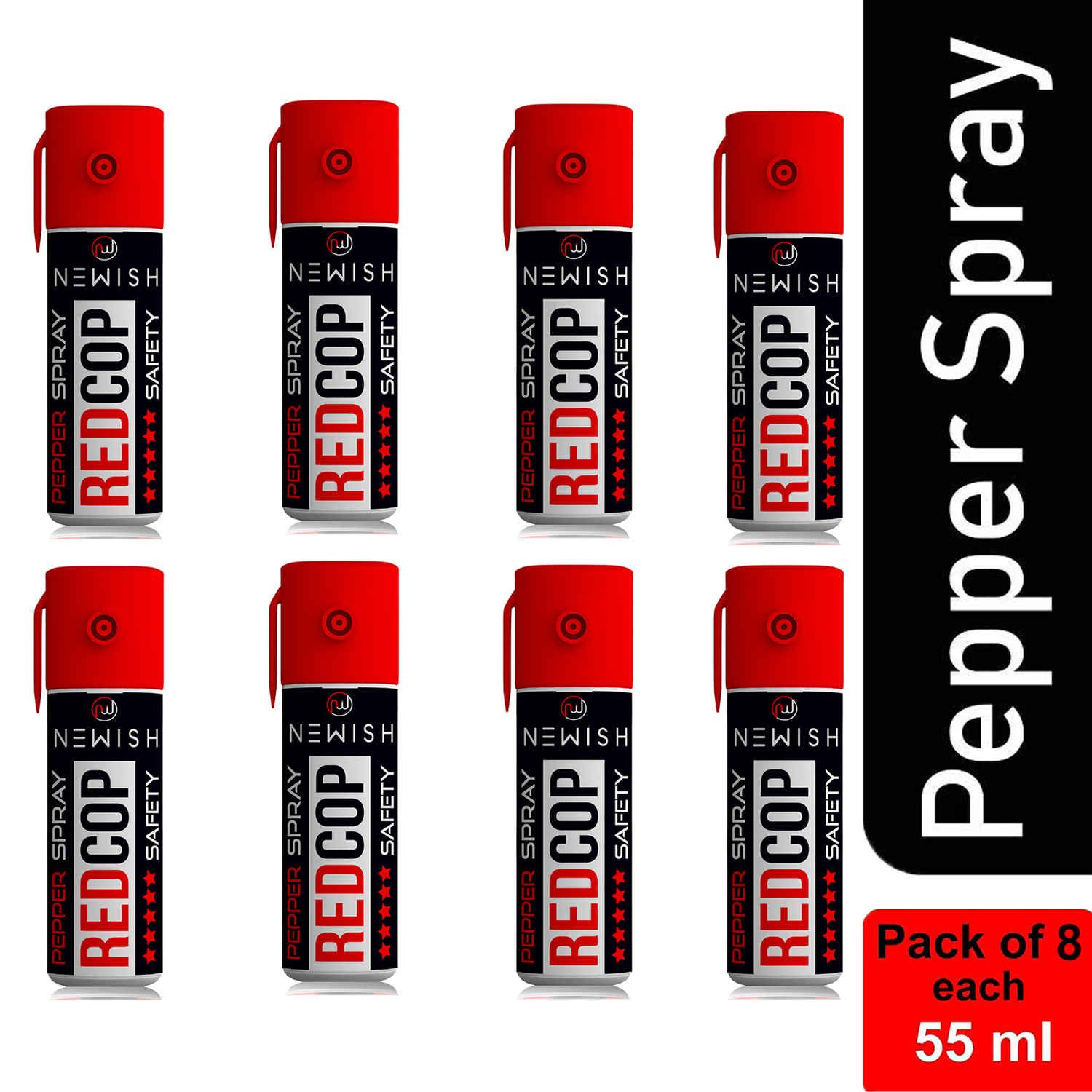 Buy Newish : RED COP Pepper Spray Self Defence Gift Pack of 8 (Each : 35 gm / 55 ml) - Purplle