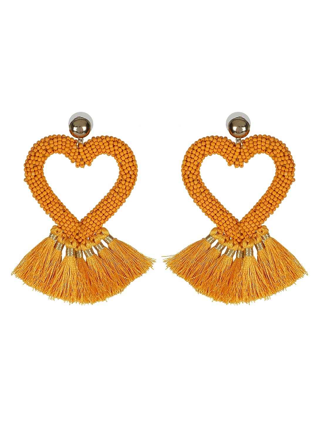 Buy Crunchy Fashion Yellow Beaded Tassel Stud Earring-CFE1548 - Purplle