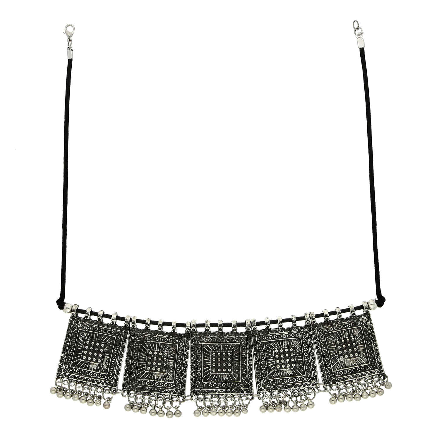 Buy Crunchy Fashion Silver Plated Oxidised Tribal Cotton Thread Jewellery Necklace-CFN0814 - Purplle