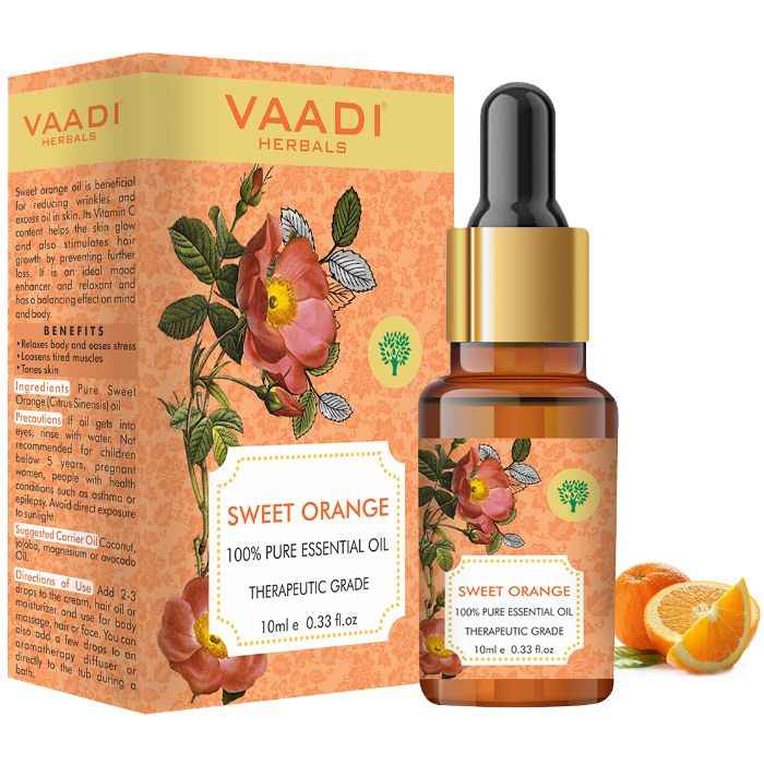 Buy Vaadi Herbals Sweet Orange Essential Oil - Vitamin C Reduces Hairfall, Improves Skin Complexion, Enhances Mood, Loosens Tired Muscles - 100% Pure Therapeutic Grade - Purplle