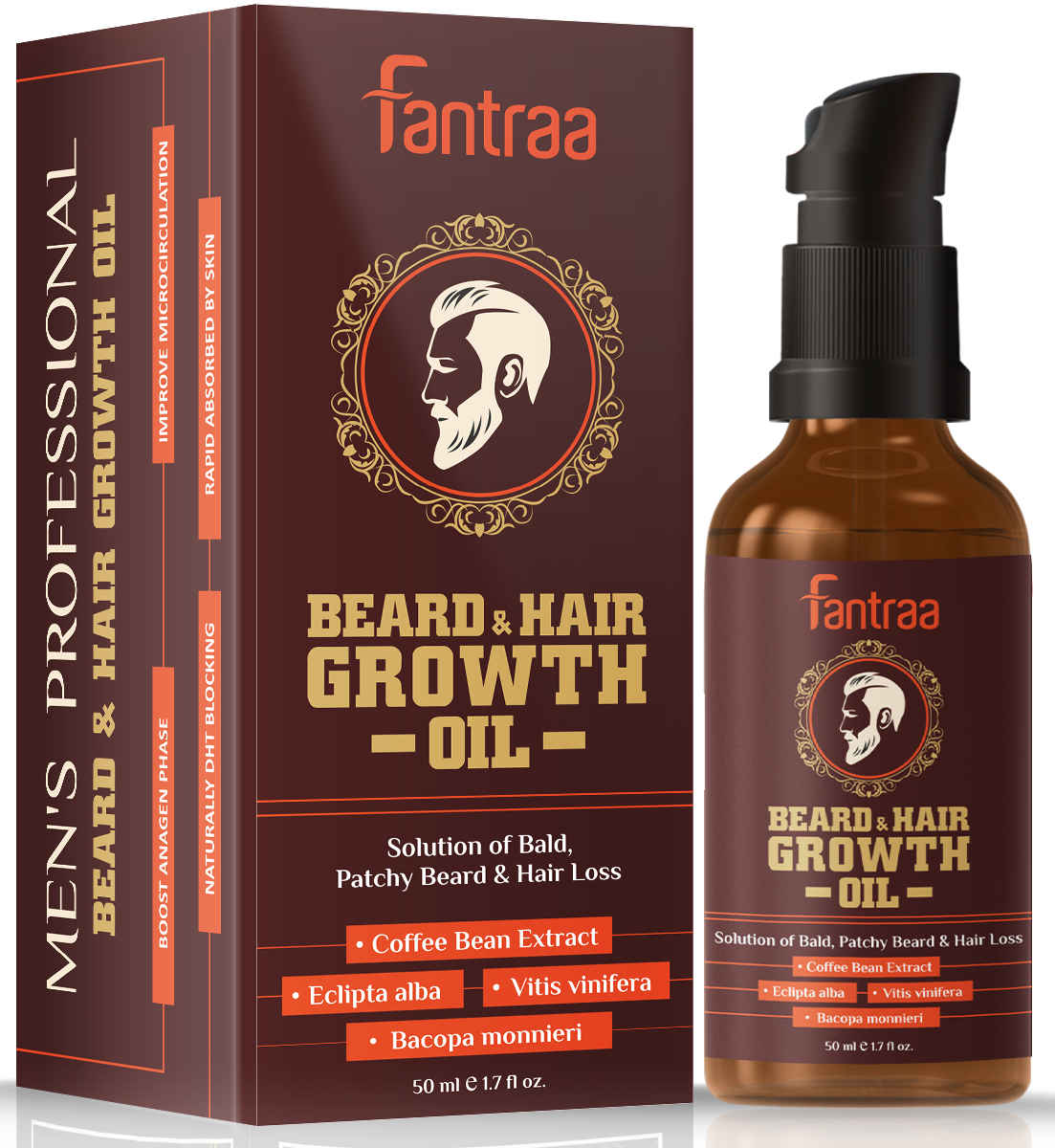 Buy Fantraa Beard and Hair Growth Oil Enriched With Coffee Bean Extract (50 ml) - Purplle