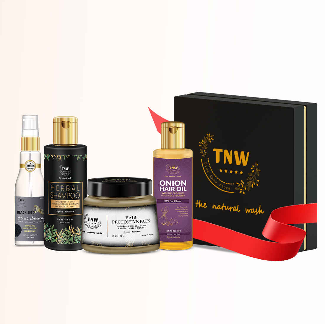 Buy TNW- The Natural Wash Hair SPA Kit Gift Pack for Healthy, Longer & Stronger Hair with Onion Hair Oil + Herbal Shampoo + Hair Serum + Hair Protective Pack (All Natural, Sulphate-Free, Paraben-Free) - Purplle