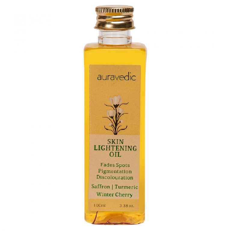 Buy AURAVEDIC Skin Lightening Oil 100 Ml. Saffron Oil/Turmeric Face oil for Glowing Skin, Pigmentation,Dark spots,Skin Whitening, Skin Brightening for Women/Men - Purplle