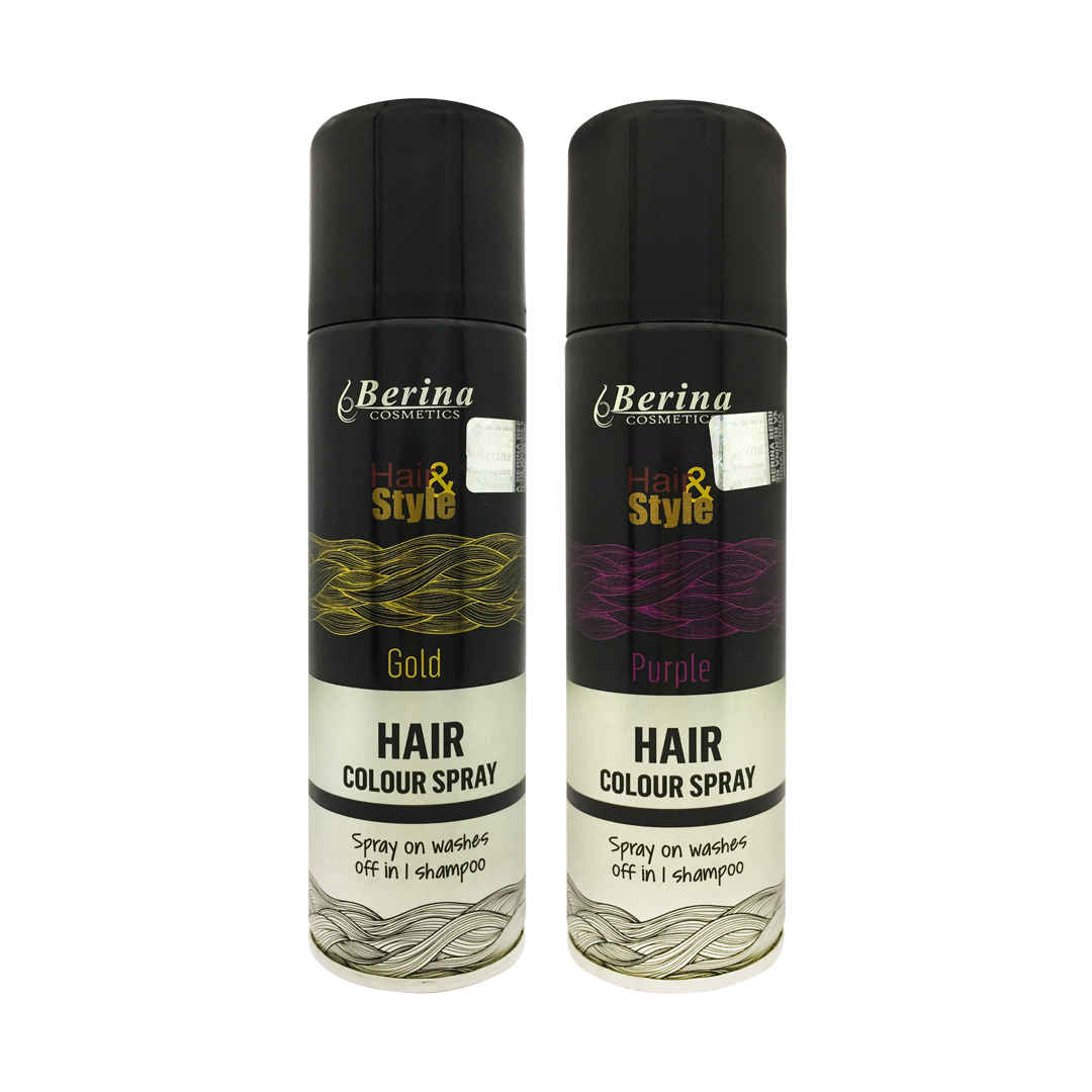 Buy Berina Hair Color Spray Gold + Purple, Pack of 2 - Purplle