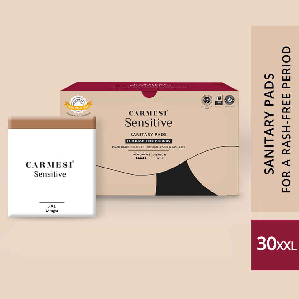 Buy Carmesi Sensitive - Sanitary Pads for Rash-Free Periods (30 XXL) - Purplle
