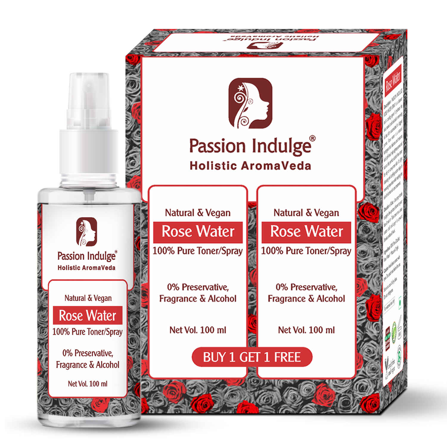 Buy Passion Indulge ROSE WATER for SKIN CARE -100 ml ( buy one get one free) - Purplle