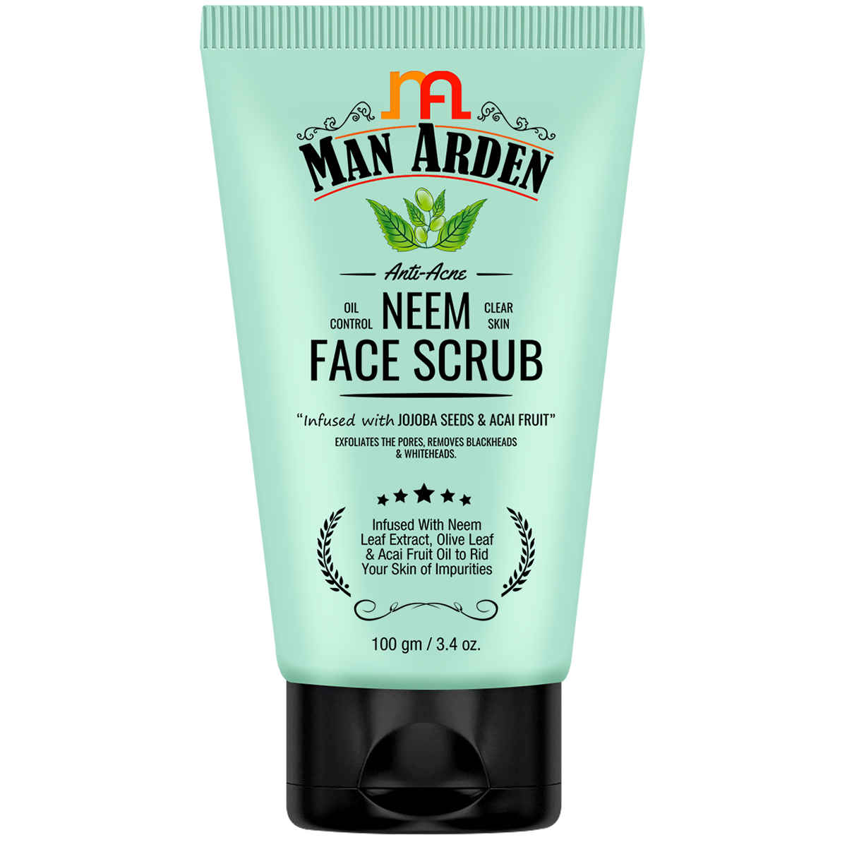Buy Man Arden Anti-Acne Neem Face Scrub - For Oil Control And Clear Skin - Infused With Neem Extract, Olive Leaf And Acai Fruit Oil (100 g) - Purplle