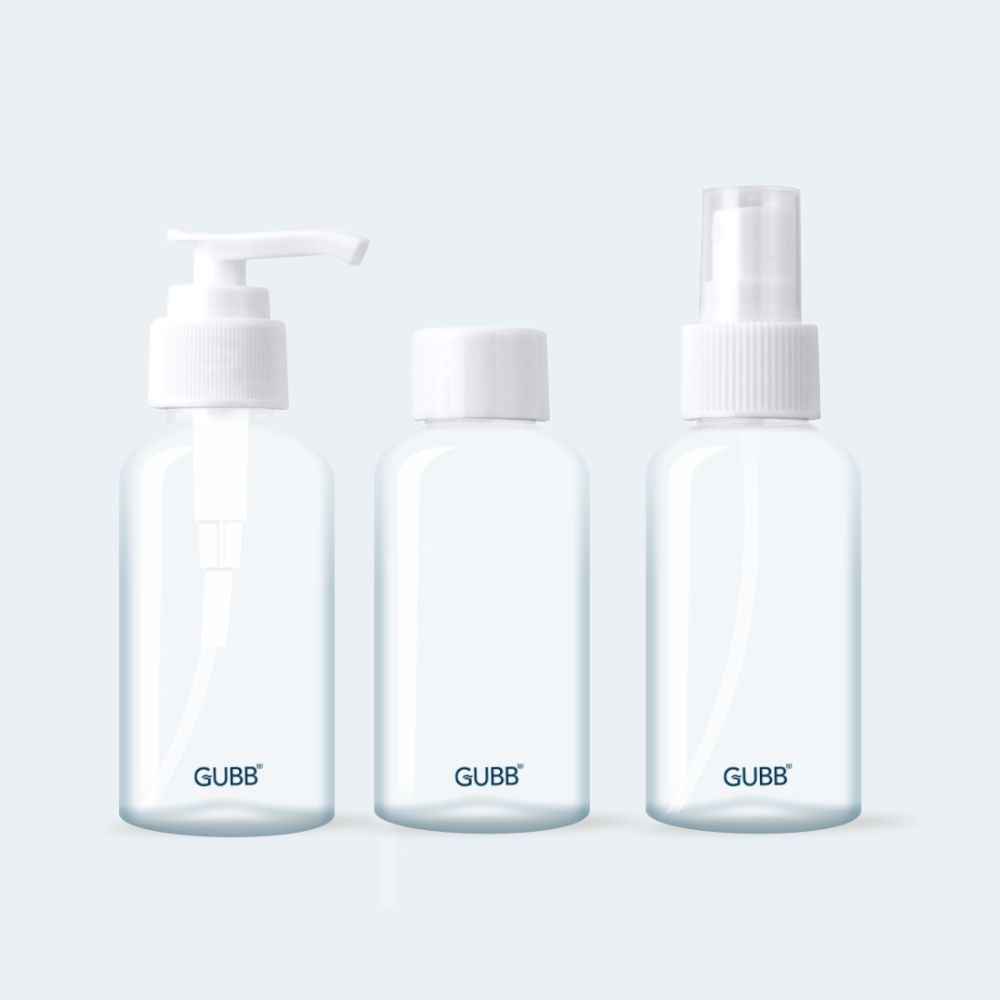 Buy GUBB Travel Bottle Set for Toiletries (Spray Bottle, Pump Bottle & Cap Bottle) - Purplle