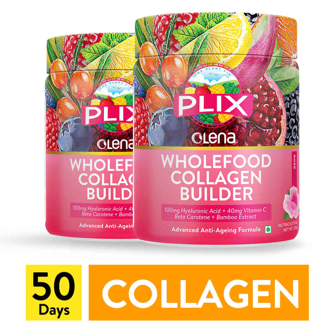 Buy PLIX Plant-Based Collagen, Advanced Anti-Ageing Formula for Skin Elasticity & Renewal, 100mg Hyaluronic Acid, 600mcg Retinol, 40mg Vitamin c, 90mg Silica - 50 Days (Rose) - Purplle