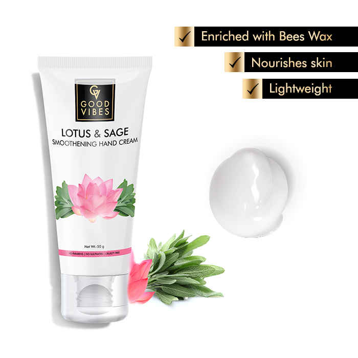 Buy Good Vibes Smoothening Hand Cream - Lotus and Sage (50 g) - Purplle