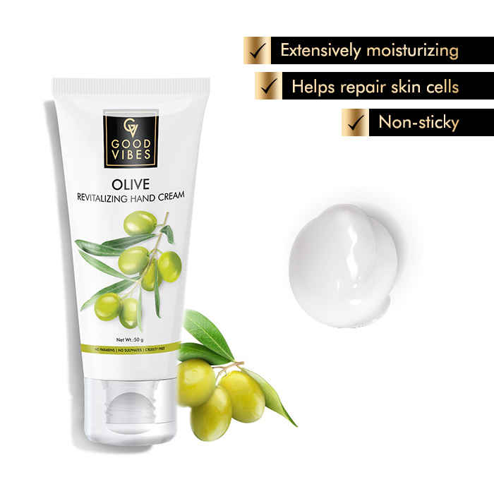 Buy Good Vibes Revitalizing Hand Cream - Olive (50 g) - Purplle