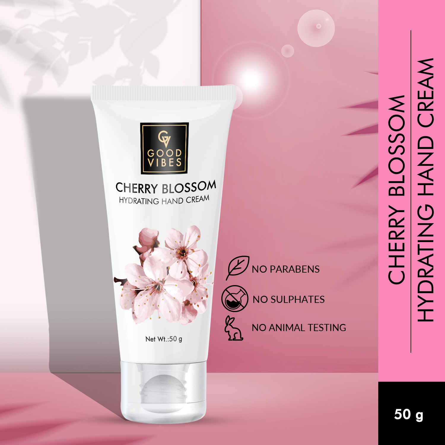 Buy Good Vibes Cherry Blossom Softening Hand Cream | Hydrating, Lightweight, Moisturizing | No Parabens, No Sulphates, No Mineral (50 gm) - Purplle