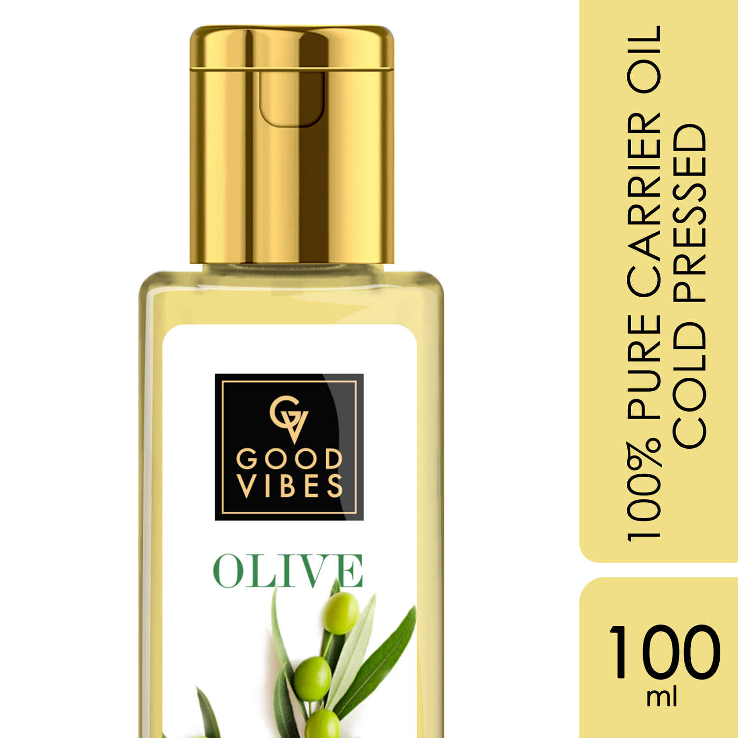 Buy Good Vibes Olive 100% Pure Cold Pressed Carrier Oil For Hair & Skin | Hair Repair, Anti-Ageing | No Parabens, No Animal Testing (100 ml) - Purplle
