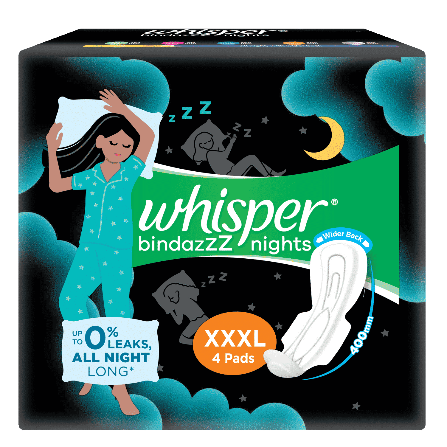 Buy Whisper Ultra Nights XXXL 4s Sanitary pads for Women - Purplle