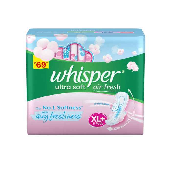 Buy Whisper Ultra Soft Sanitary Pads - 6 Pieces (XL PLUS ) - Purplle