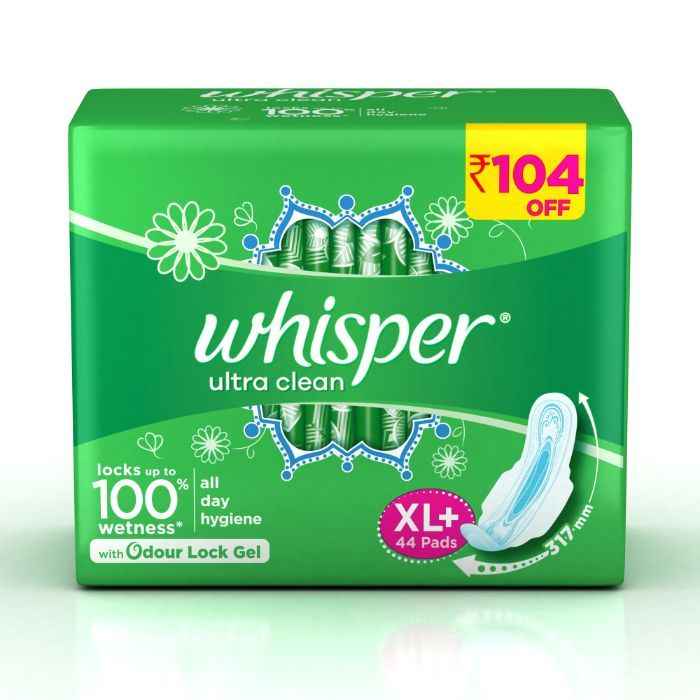 Buy Whisper Ultra Clean Xtra Large plus Wings Size 44 pc Pack - Purplle