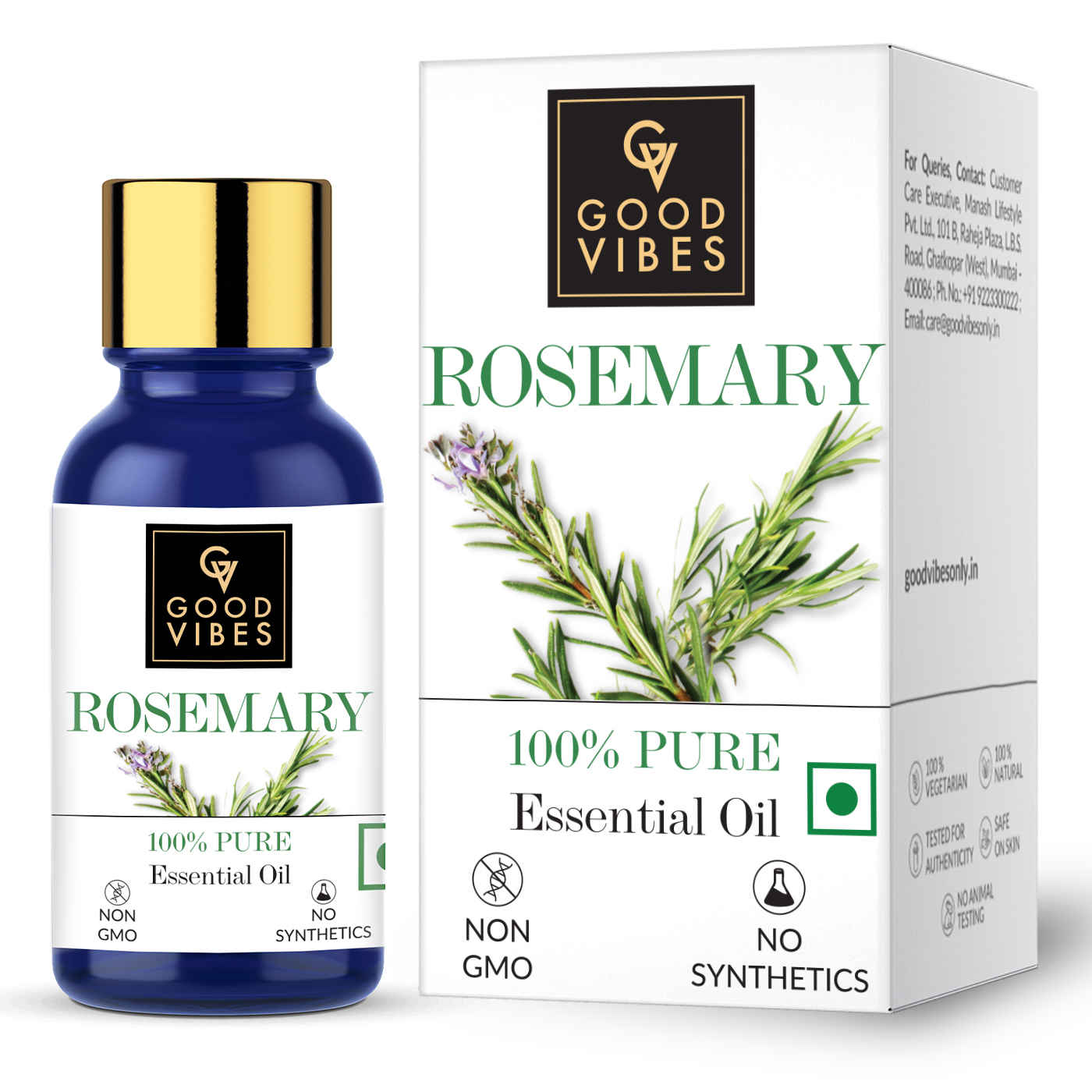 Buy Good Vibes Rosemary 100% Pure Essential Oil | Anti_Acne, Hair Strngthening | No GMO, No Synthetics, 100% Vegan (10 ml) - Purplle