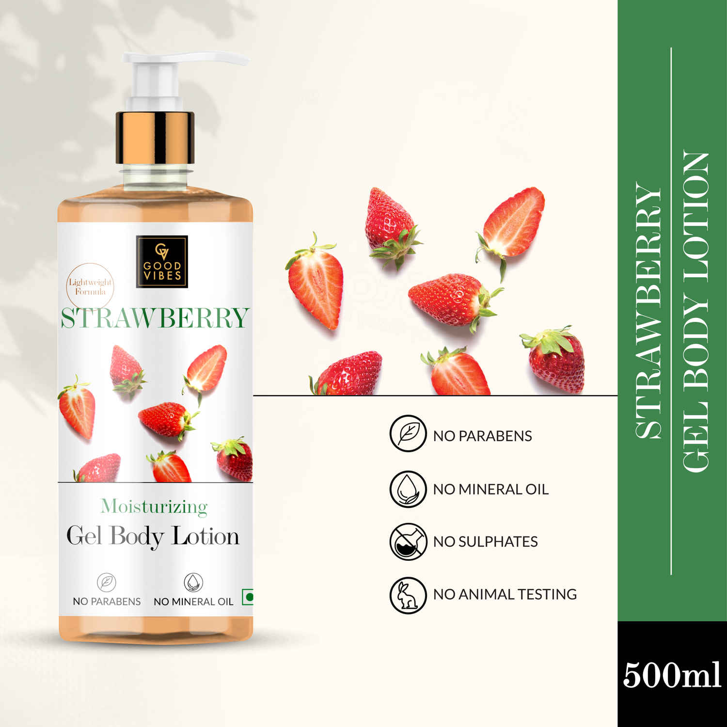Buy Good Vibes Strawberry Moisturizing Ultralight Gel Body Lotion (500 ml) - Purplle