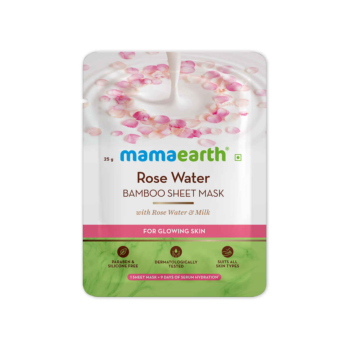 Buy Mamaearth Rose Water Bamboo Sheet Mask with Rose Water & Milk for Glowing Skin (25 g) - Purplle