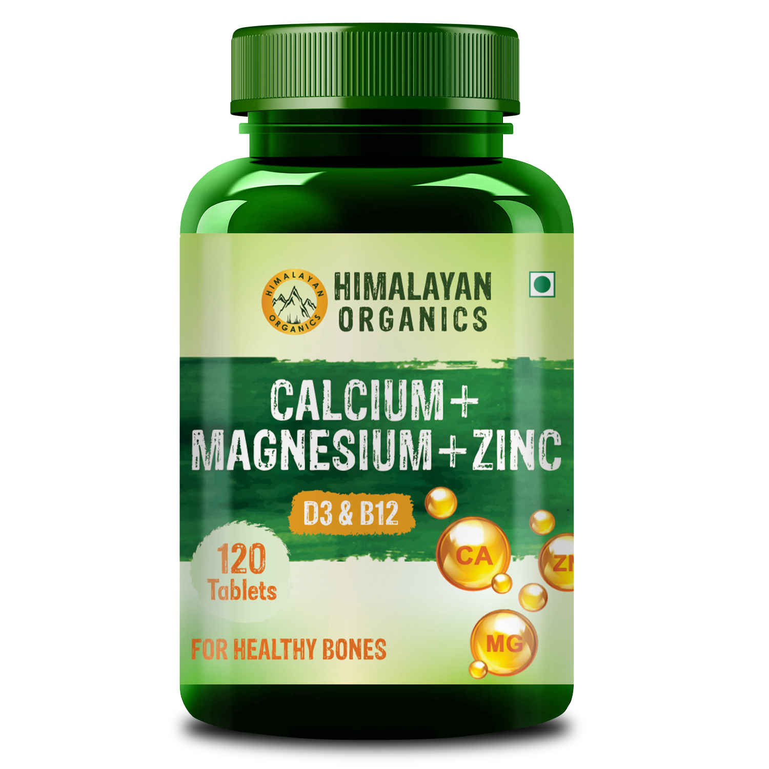 Buy Himalayan Organics Calcium Magnesium Zinc Vitamin D3 & B12- 120 Vegetarian Tablets - Purplle