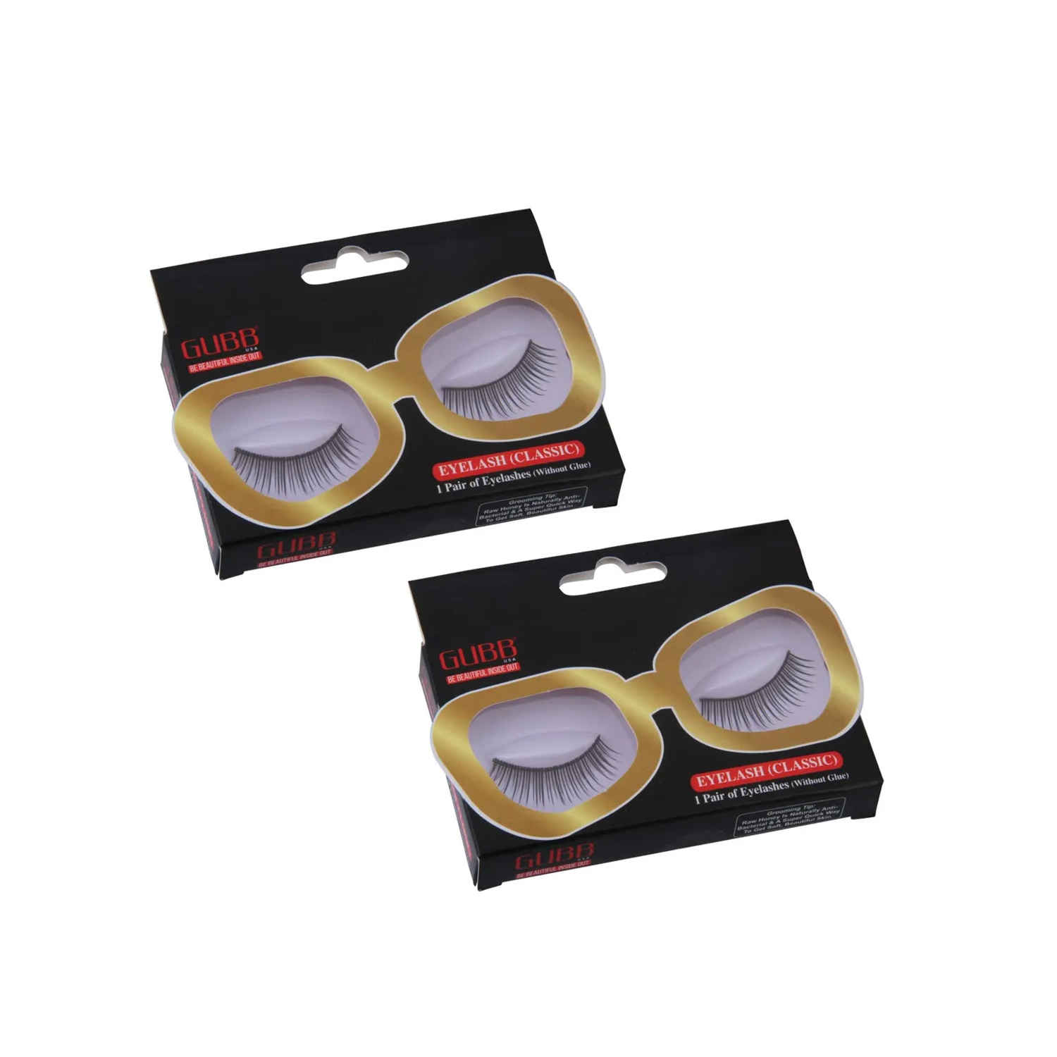 Buy GUBB False Eyelashes Set (Classic Style) Pack of 2 - Purplle