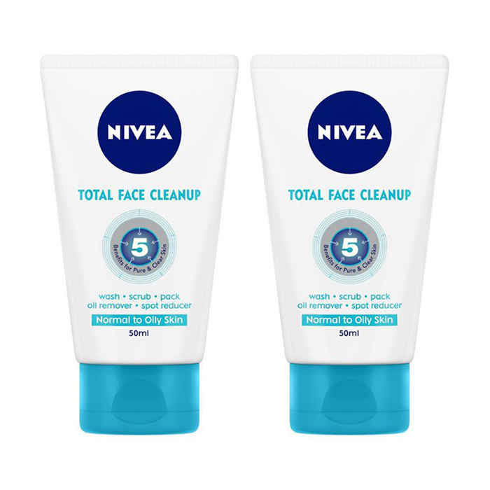 Buy NIVEA Face Wash Total Face Clean Up 50ml Pack of 2 - Purplle
