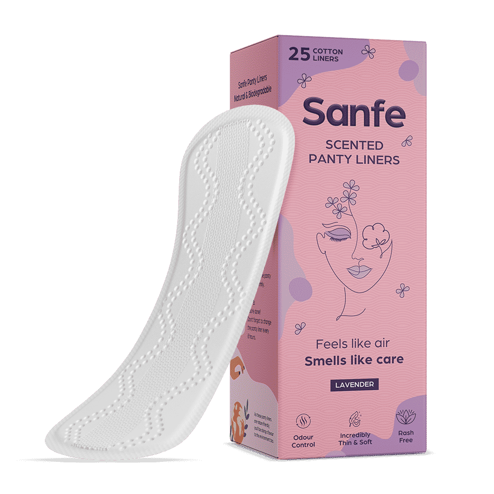 Buy Sanfe Scented Panty Liners - Lavender - 25 Pcs - for protection against leakage, discharge and rashes - Natural fragrance - Purplle