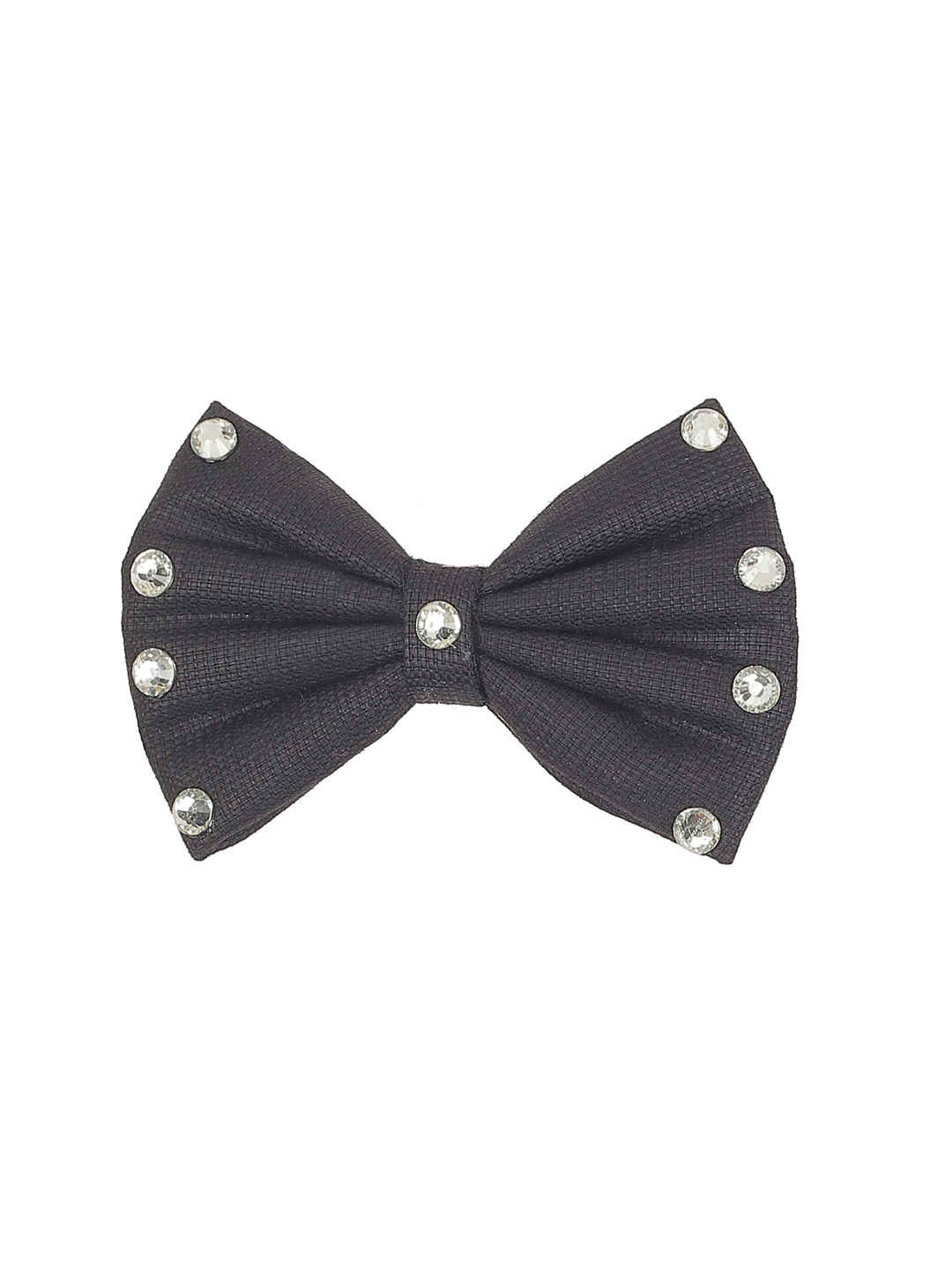 Buy ONE on ONE Bow Hair Clip for Women, Girls and Baby Girls, Black with Stones - Purplle
