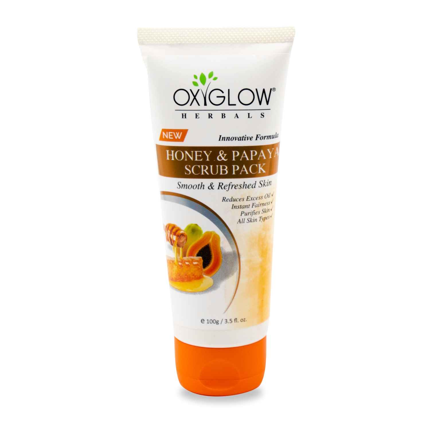 Buy OxyGlow Herbals Honey and Papaya Enzymes Scrub,100 gm, Remove impurities - Purplle