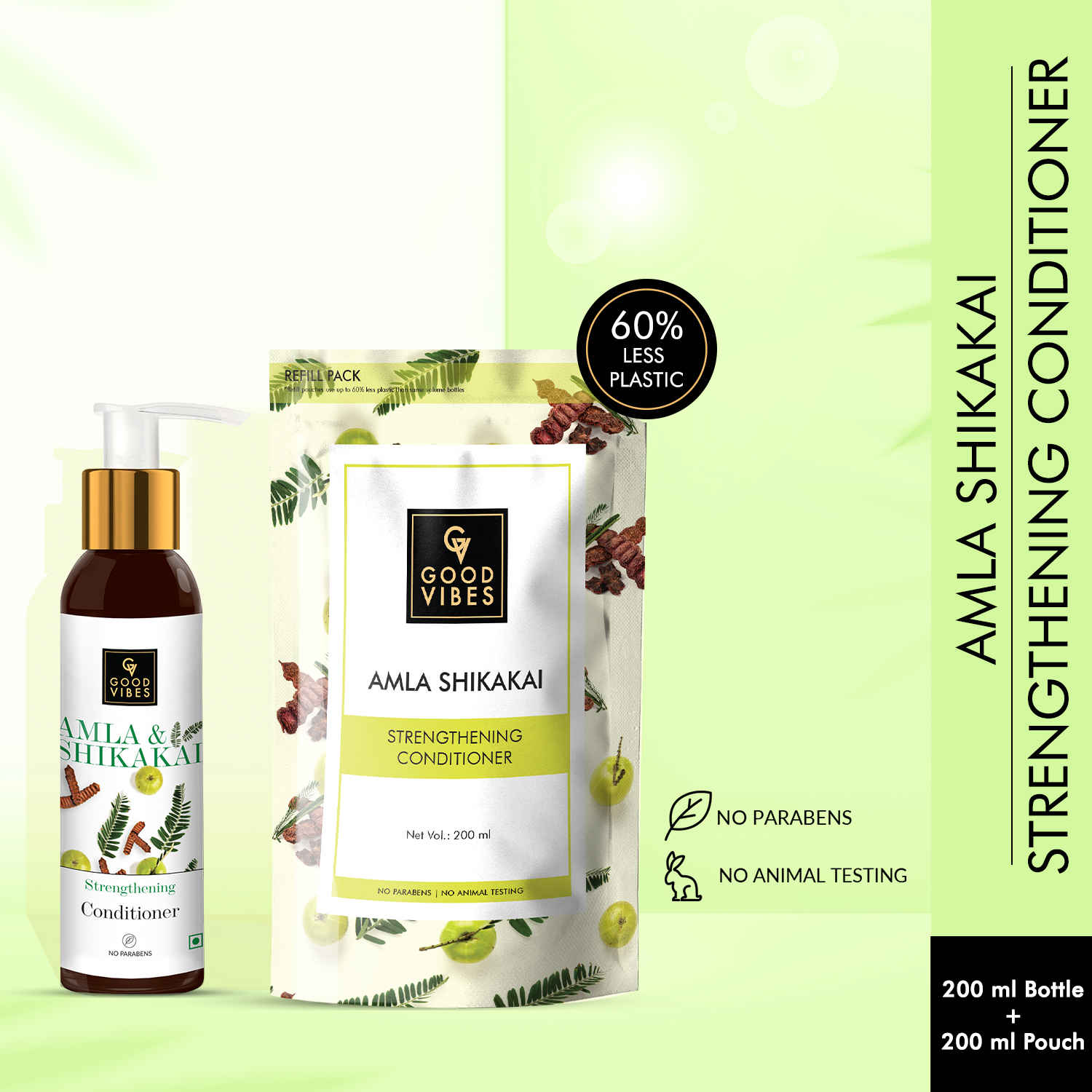 Buy Good Vibes Hair Strengthening Conditioner Combo ( 120 ml Bottle + 200 ml Refill Pack) - Purplle