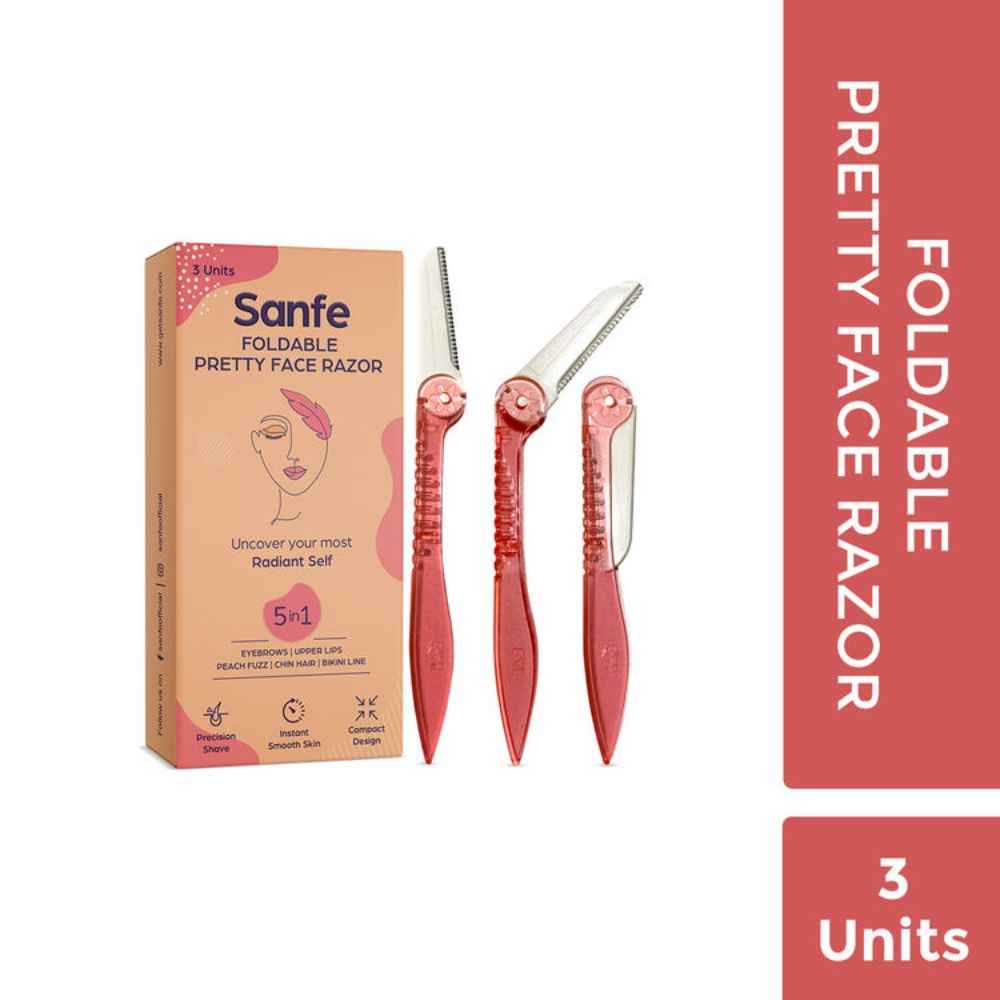 Buy Sanfe Foldable Pretty Face Razor For Women For Hair Removal (3 units) - Upper Lips, Chin, Peach Fuzz - Stainless Steel Blade (Multicolor) - Purplle