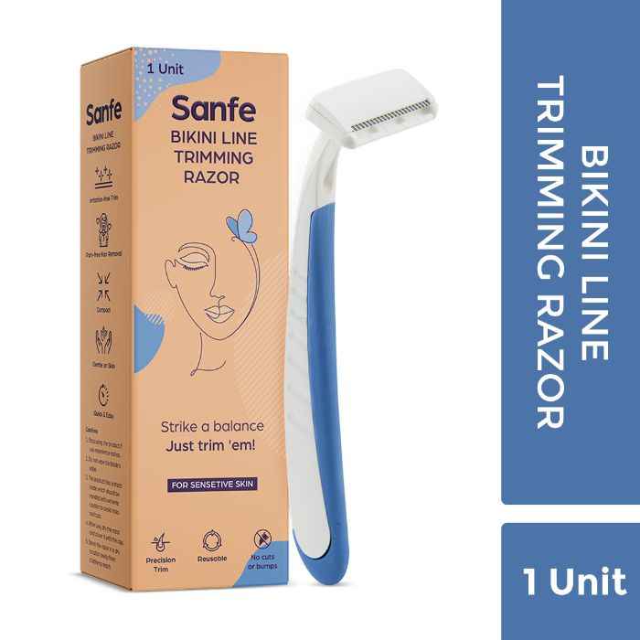 Buy Sanfe Trimming and Hair Removal Body Razor for Women | For Painless Hair Removal with Stainless Steel Blade, Firm Grip (Pack of 1) and Hair Removal Reusable Soft Body Bikini Line Trimming Razor - Purplle