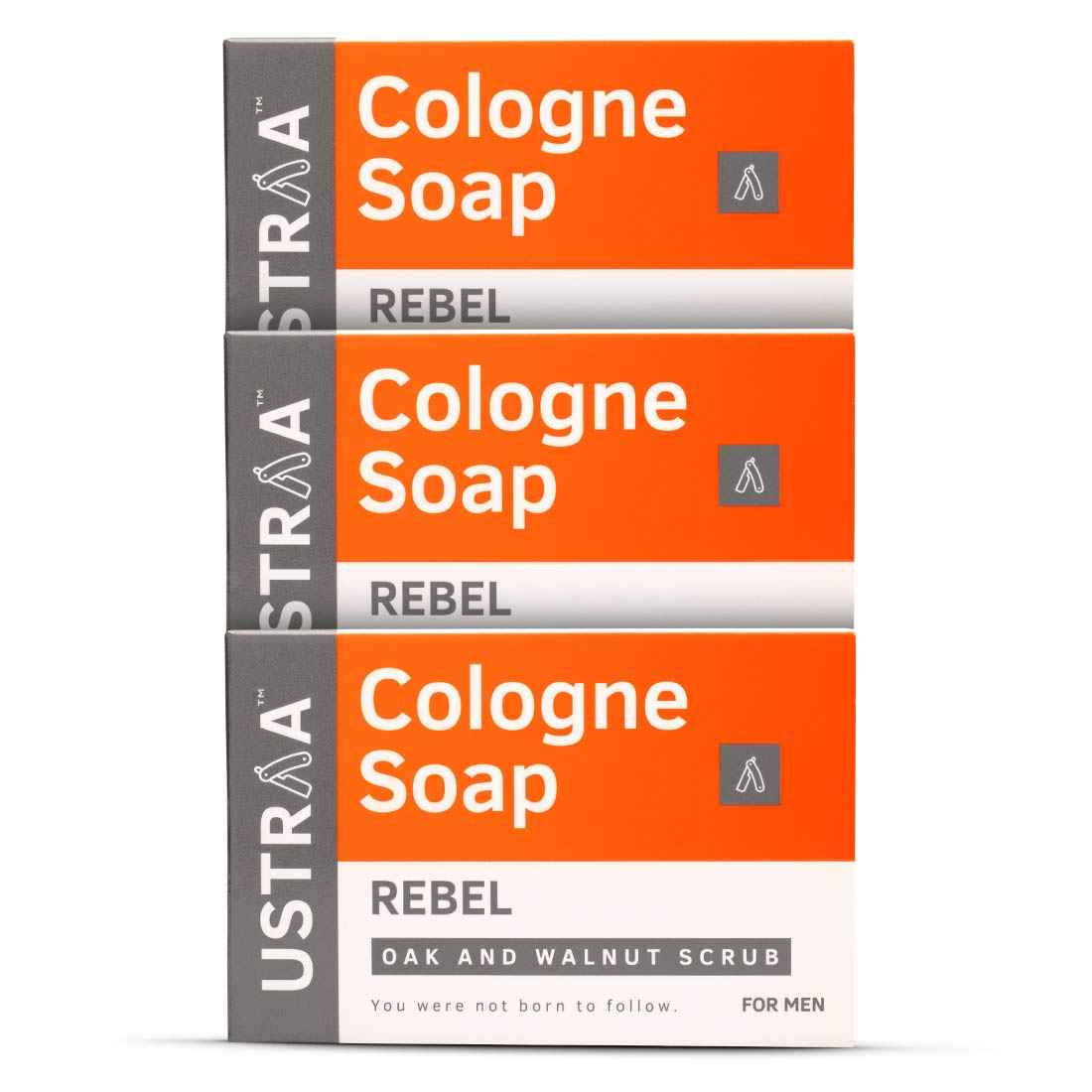 Buy USTRAA Rebel - Cologne Soap with Oak & Walnut - 125 gm - Pack of 3 - Scrub soap for exfoliation and Cologne Fragrance - Purplle