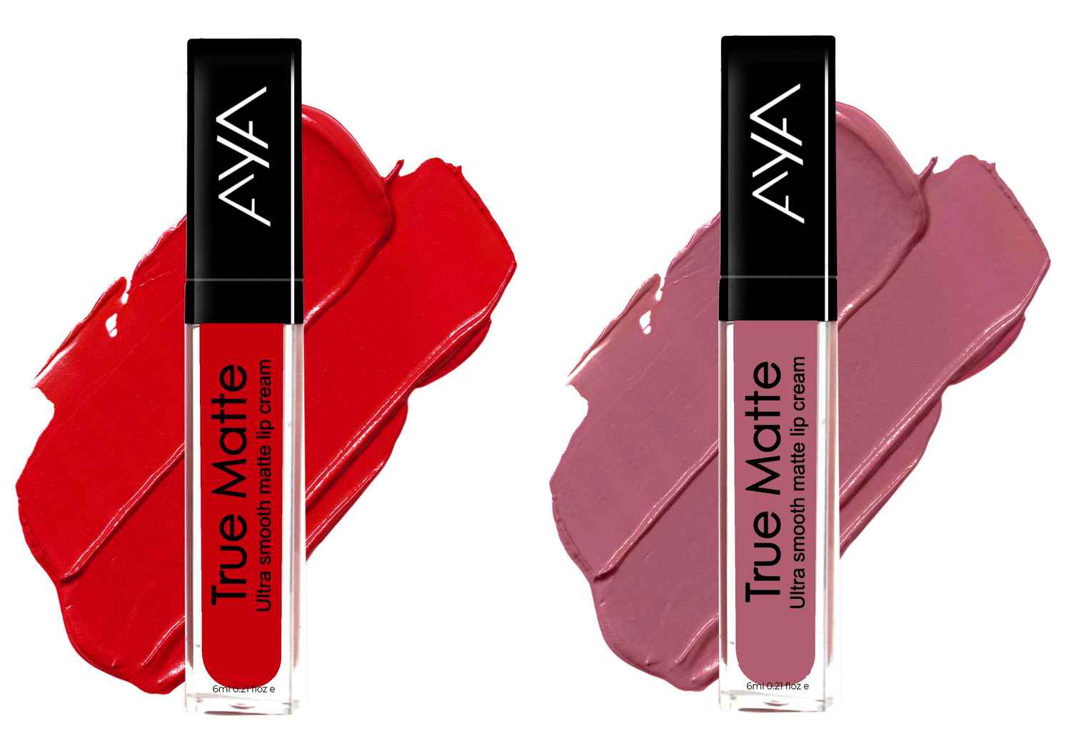 Buy AYA Combo Pack of True Matte Ultra Smooth Matte Lipgloss Lip Cream, 02 Red (6 ml) and 06 Pink Nude (6 ml) - Purplle