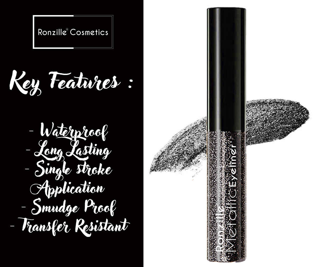 Buy Ronzille Metallic Glitter Eyeliner- Black - Purplle