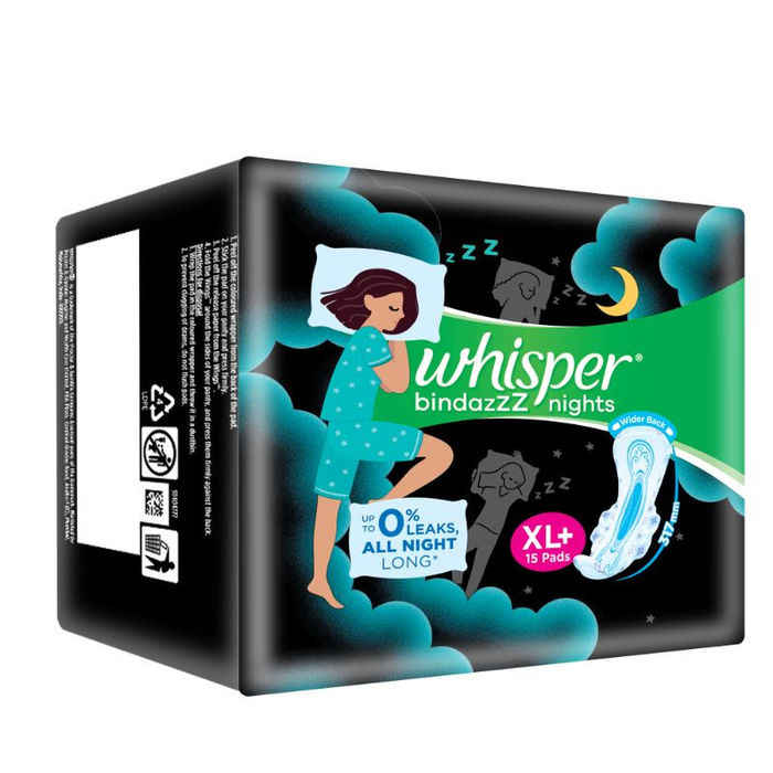 Buy Whisper Ultra Overnight Sanitary Pads with Wings - 15 Pieces (XL Plus) - Purplle