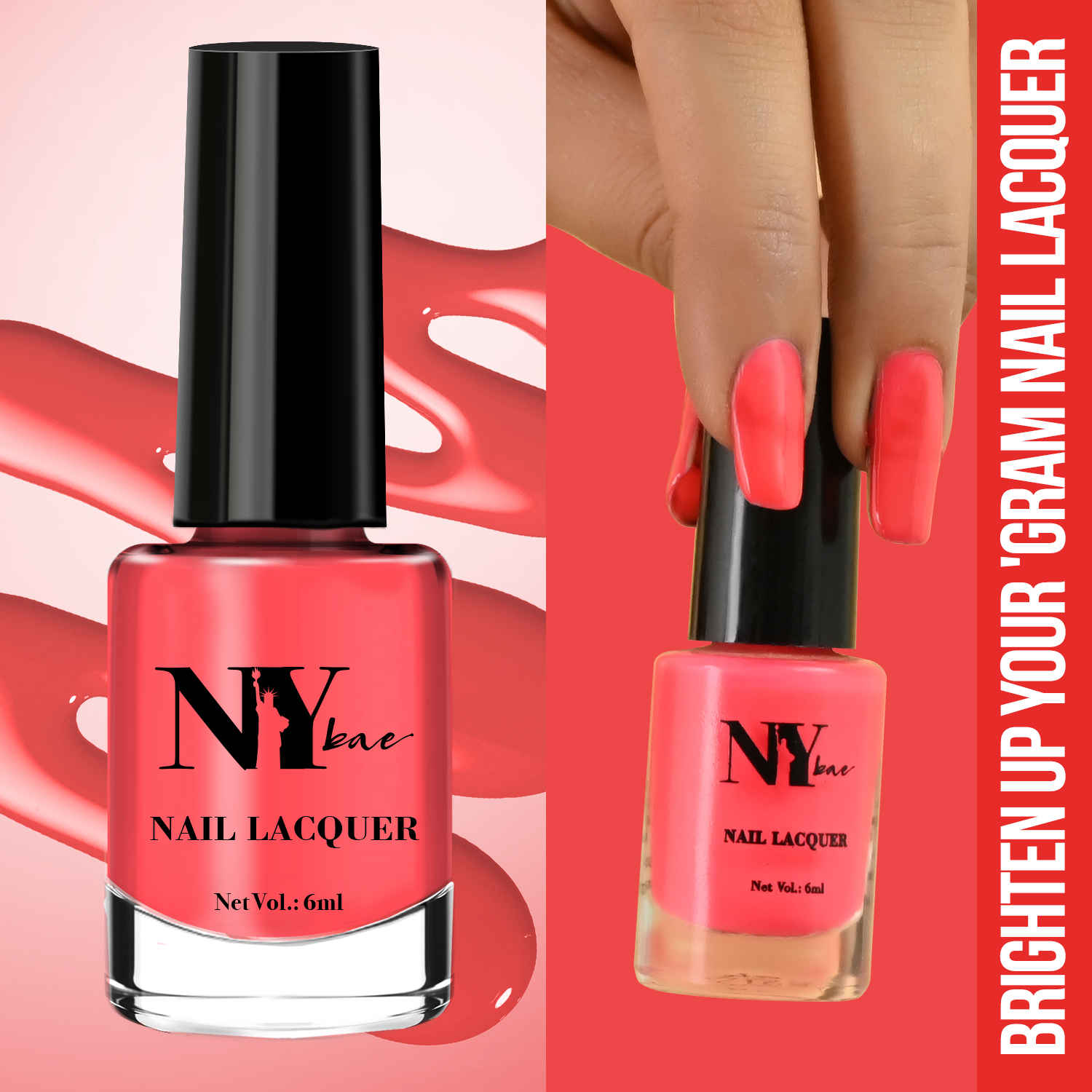 Buy NY Bae Brighten up your 'gram Nail Lacquer Neon Pink 1 - Purplle