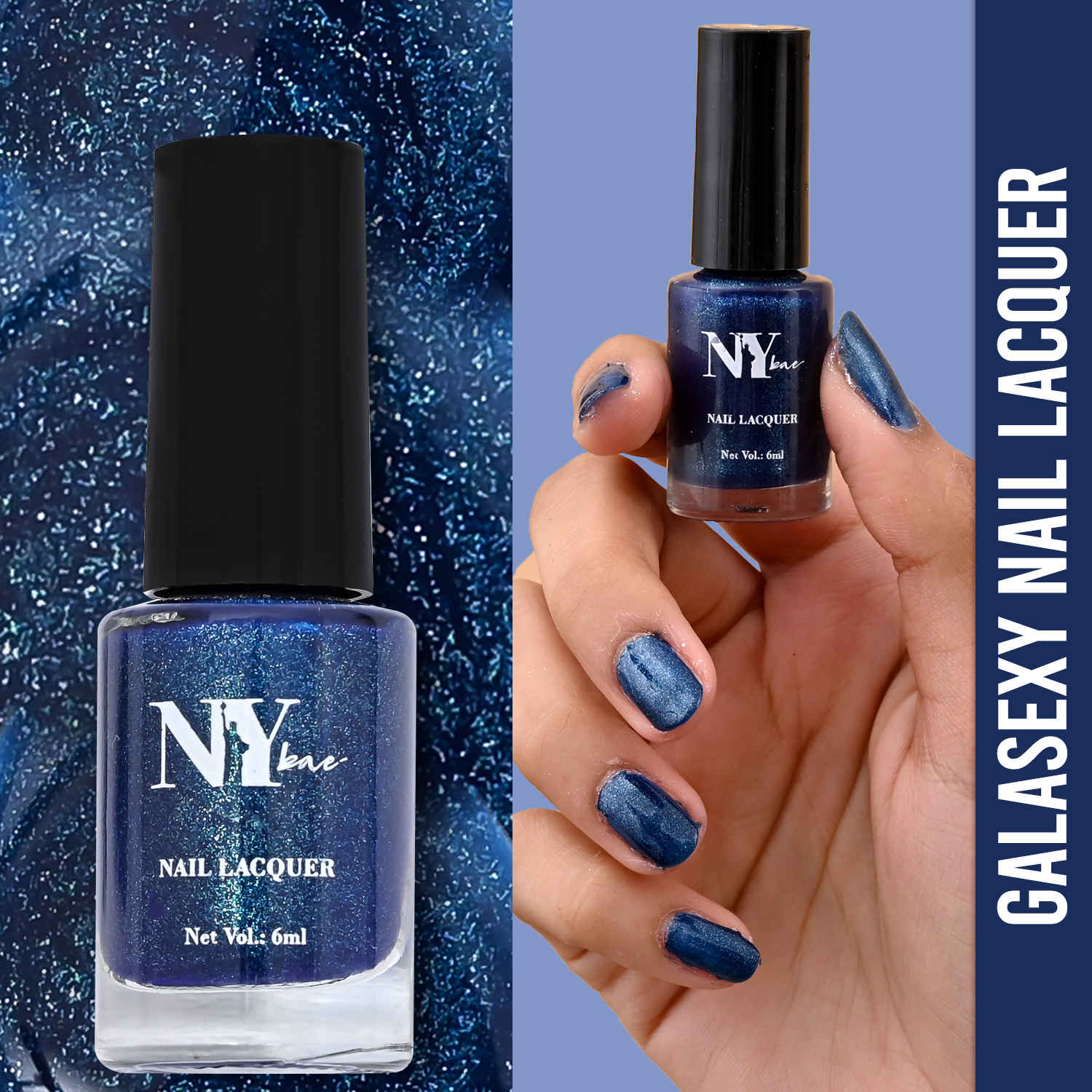 Buy NY Bae Galasexy Nail Lacquer - Glare Stare 04 (6 ml) | Blue | Shimmer Finish | High Colour Payoff | Chip Free | Long lasting | Cruelty Free - Purplle