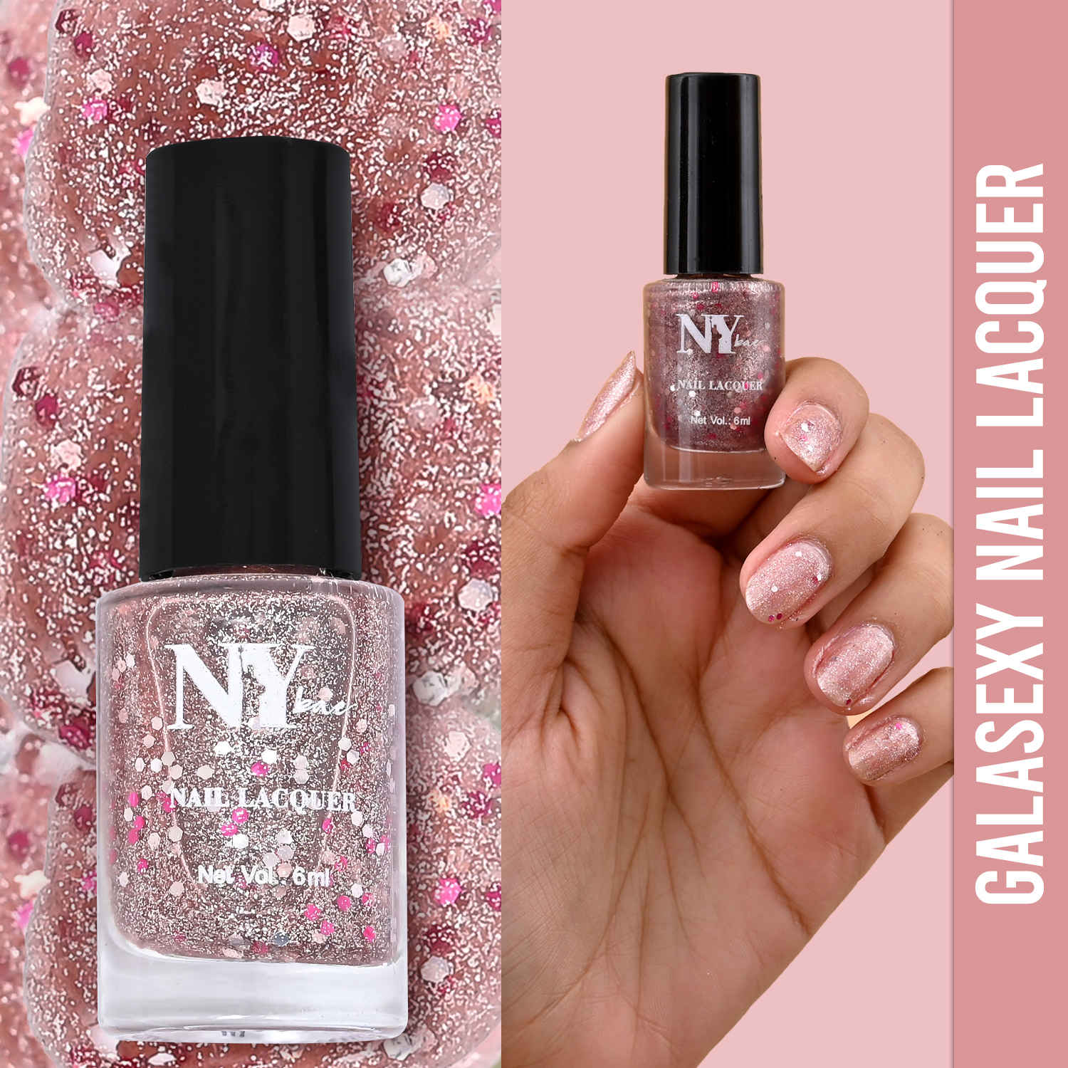 Buy NY Bae Galasexy Nail Lacquer - Sexy Flare 07 (6 ml) | Pink | Shimmer Finish | High Colour Payoff | Chip Free | Long lasting | Cruelty Free - Purplle