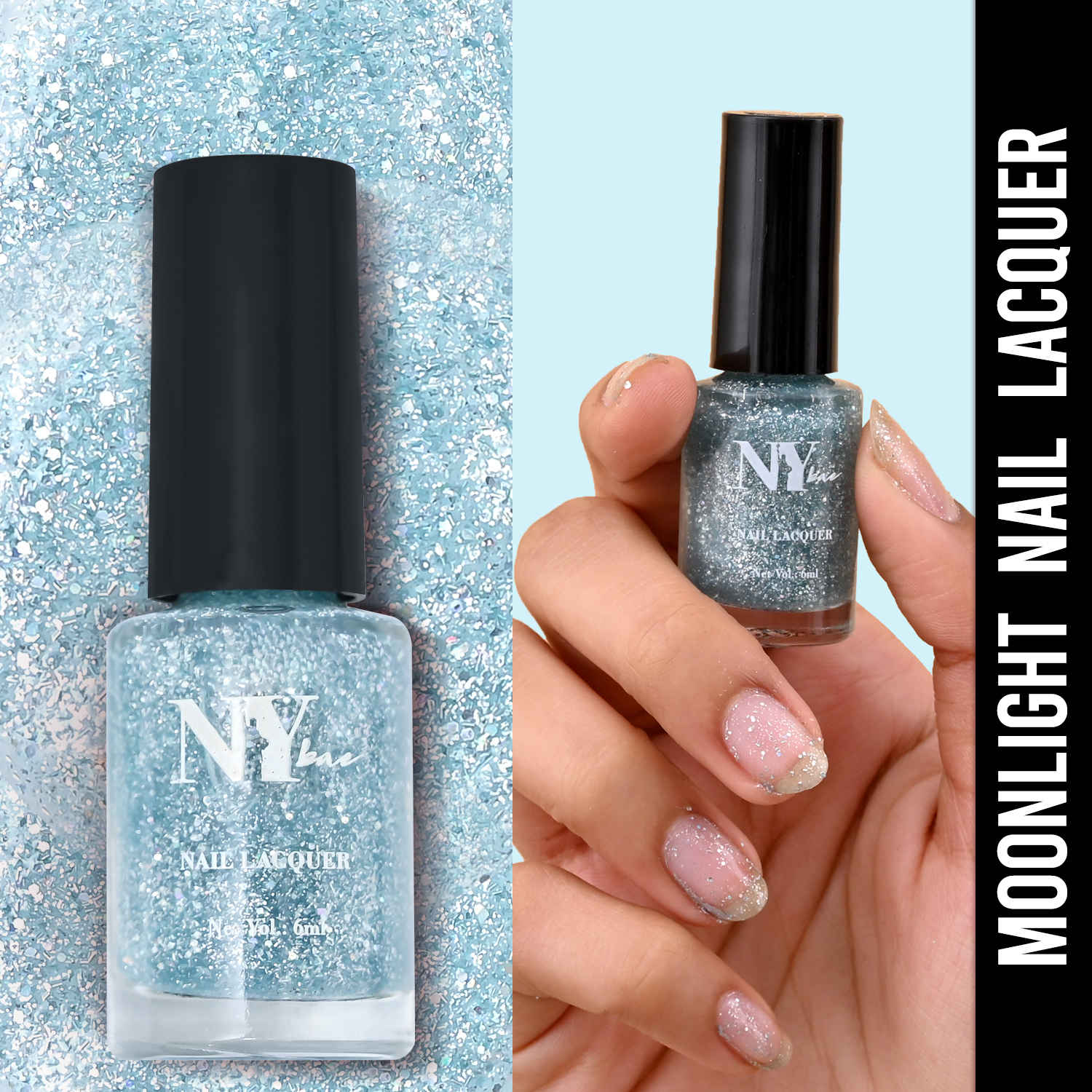 Buy NY Bae Nail Lacquer, Glitter | Shimmer Paint | Chip Resistant Polish | Highly Pigmented | Silver - Empire State Moonlight 16 (6 ml) - Purplle