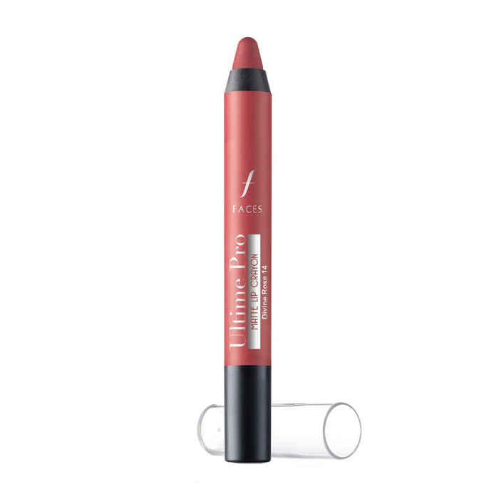 Buy Faces Canada Ultime Pro Matte Lip Crayon - Divine Rose 14 (2.8 g) With Free Sharpener - Purplle