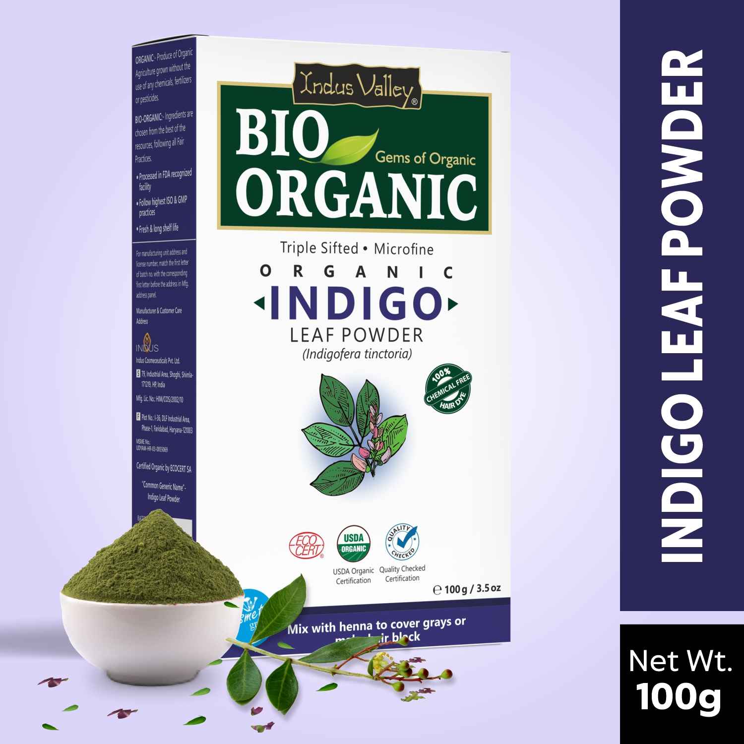 Buy Indus Valley Bio Organic Indigo Leaf Powder- 100g - Purplle