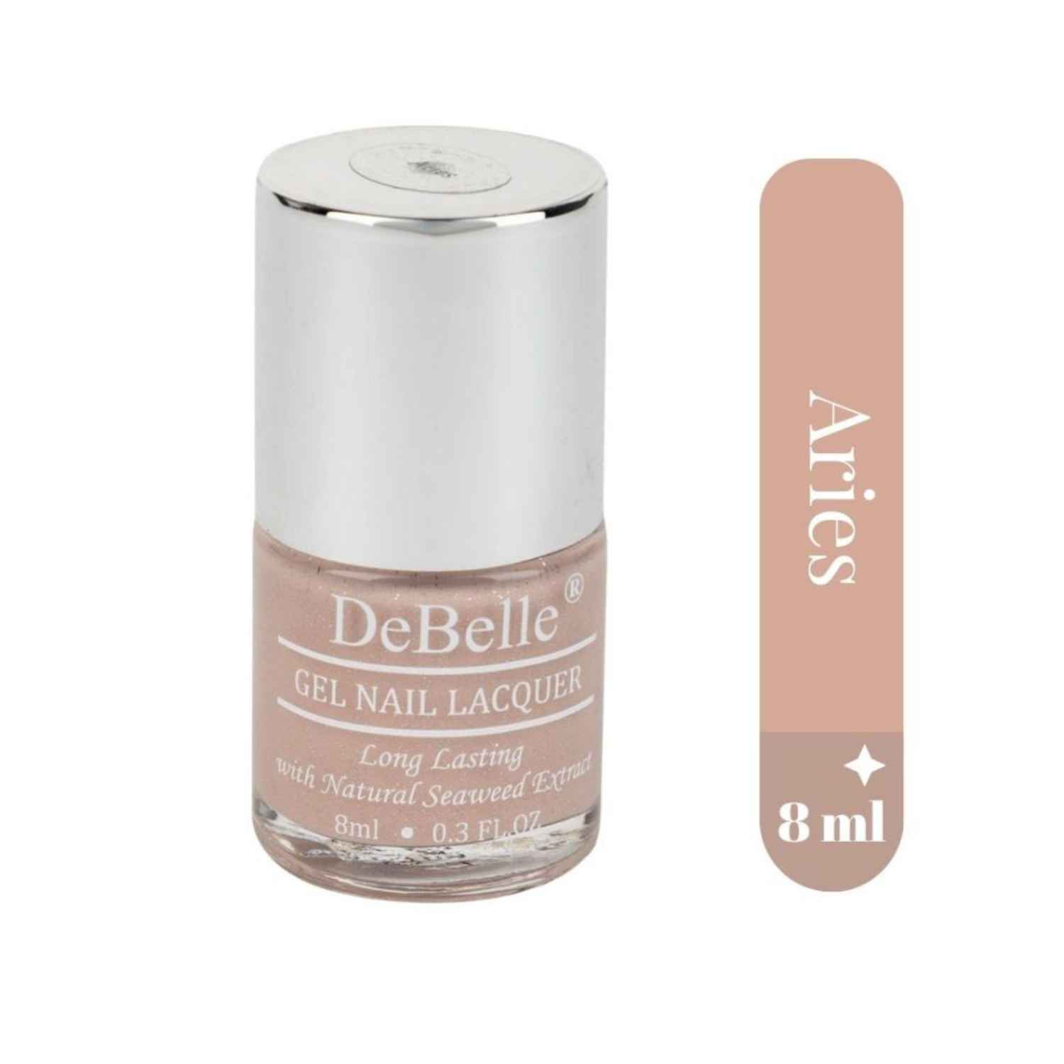 Buy DeBelle Gel Nail Lacquer Aries (Light Dusty Pink Glitter) - (8 ml) - Purplle