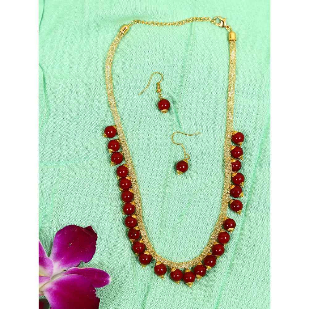 Buy Crunchy Fashion Gold Plated Jewellery Pearl Necklace set - Purplle
