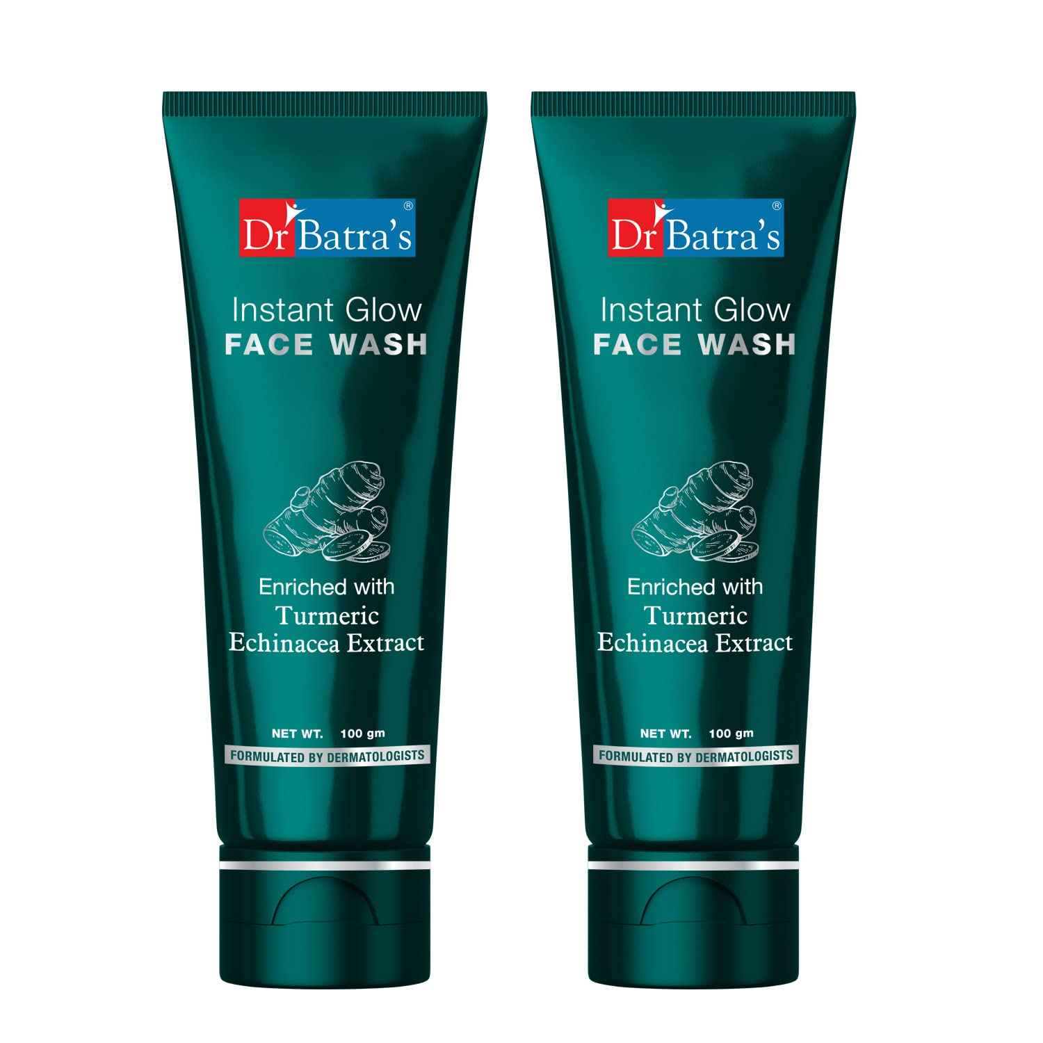 Buy Dr.Batra`s Instant Glow Face Wash Enriched With Tumeric For Healthy & Glowing Skin - 100 gm (Pack of 2) - Purplle